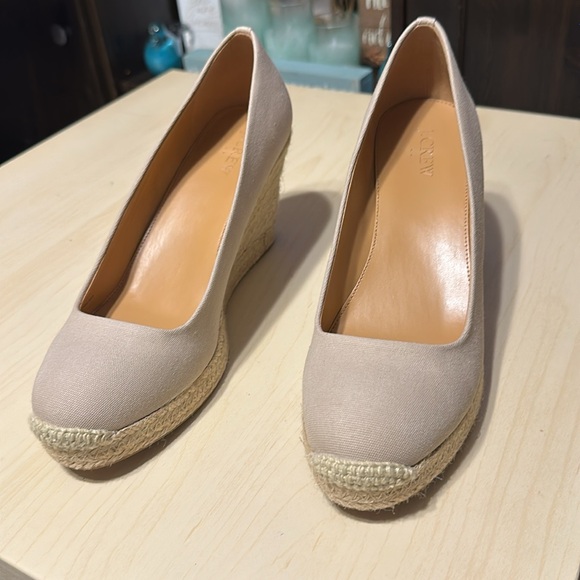 NWOT J. CREW CANVAS ESPADRILLE WEDGE SHOES SIZE 9.5 COLOR FLAX - Picture 11 of 11